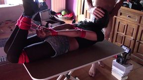 17 minutes of hogtied extreme blowjob and deepthroat with massive oral creampie