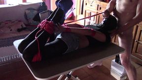 17 minutes of hogtied extreme blowjob and deepthroat with massive oral creampie
