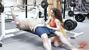 German gym model Mara Martinez surprises stranger with her giant tits and lets him cum inside her