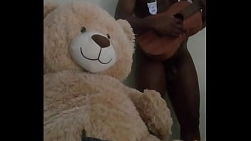 Me and my toy bear singing a parody song called refugee in bed/stuttering song as a duo