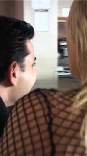 Two Horny Blondes with Big Boobs Licks and Finger their Shaved Pussies at the Bar