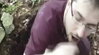 Bear and Twink Cruising Blowjob with Cum Eating
