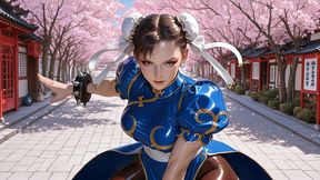 chun li blossoms and sunlight (ai)