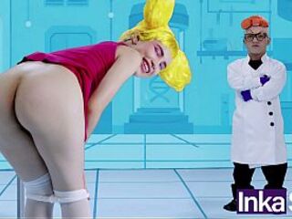 INKA SEX - Dexxxter fills his stepsister De De's anal opening with milk for being wicked.