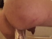 Trans fuck a huge toy pov on camera - part 1