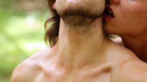 Guys fuck each other in the woods.