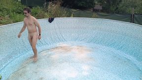 Naked in the Garden: Dirty Handjob in the Pool