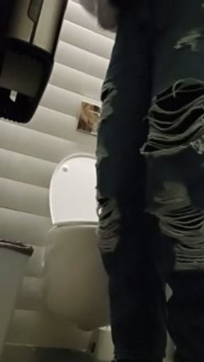 Phblic toilet fetiab Longhair brunette loves it ENJOY