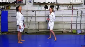 Hungarian cutie Cassie vs Blue Angel in a hardcore strap-on sexfight