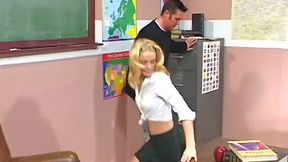 Lewd teen gal with small tits is fucked in a principle's room