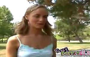 This tall teeny bopper gets fucked in spoon position after ...