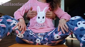 Stepdaddy teases petite Asian teen's small tits and masturbates her pussy