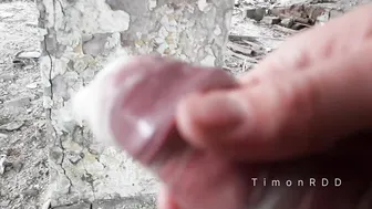 Skinny Young Janitor Jerks His Uncut Cock and Cums in a Used Condom