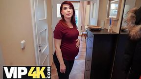 Debt. Bank agent gives pregnant MILF delay in exchange for quick sex