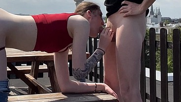 Hot fuck on rooftop in La Hage