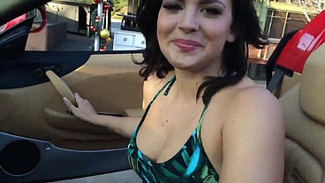 Dark Haired Babe Takes Huge Cock in Her Mouth