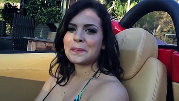 Dark Haired Babe Takes Huge Cock in Her Mouth