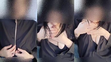 車の中でムラムラ 自分で乳首を舐めて吸う