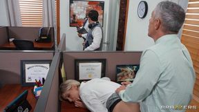 Spicy inked blonde Kenzie Taylor rammed in the office by her boss