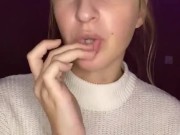 spit play. Drooling on fingers