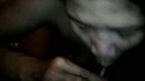 Hilarious slender and ugly brunette nympho sucked dark cock with passion