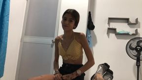 Young Latina sister eagerly sucks stepbrother's cock