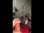 lots of Precum and then hands-free orgasm during my workout (double cum)