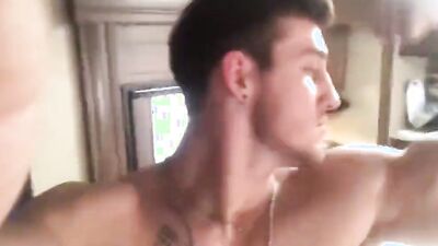 Well-shaped soldier gets naked and flexes muscles on the camera