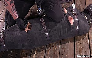 Mummified slave gets pussy vibrated