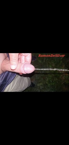 Master Ramon pisses horny in the forest at night, horny