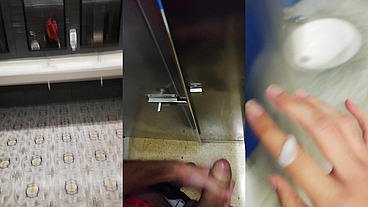 Jerking Off My Big Uncut Cock In Different Public Bathrooms Until I Cum