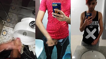 Jerking Off My Big Uncut Cock In Different Public Bathrooms Until I Cum