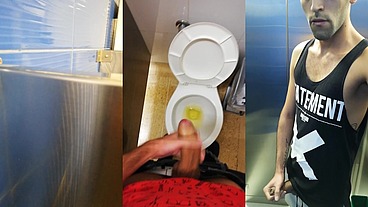 Jerking Off My Big Uncut Cock In Different Public Bathrooms Until I Cum
