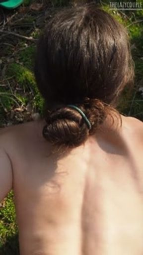 Perfect body girl gets cum in her ass outdoor
