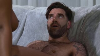 Choco-tanned brunette takes the stepdad's cock hard