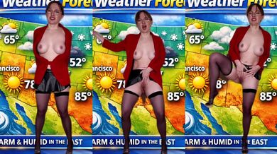 Weather girl gushed all over the studio squirted while pissing