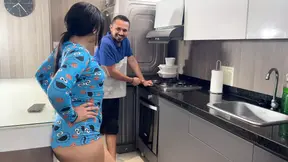 Colombian teen seduces maintenance guy and gets a hard fuck