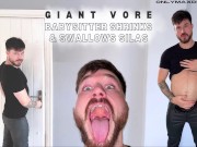 Giant vore babysitter shrink & swallows Silas