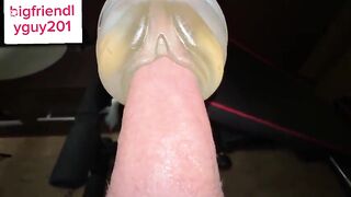 Messy Chat and Massive Climax in Boy Screaming while Plumbing Fleshlight until He Cums