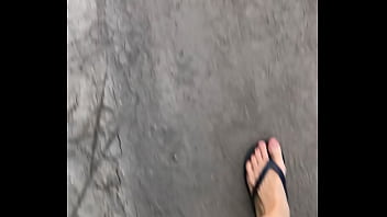 walking on the street with cock out