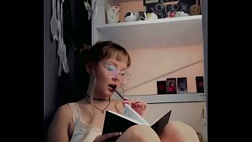 A shy student masturbates on the balcony