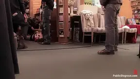 Redheaded bookworm gets humiliated and fucked in a bookstore!