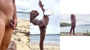 nude beach warm up & stretch(including peeing)