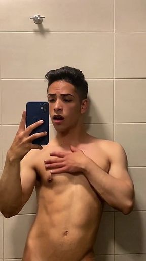 Sexy Horny Male in the Gym Shower