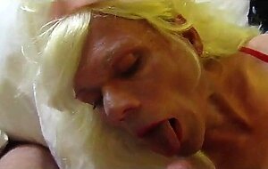 old crossdresser gets facial, nice