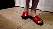 Red Summer Slides Sandals Shoeplaying