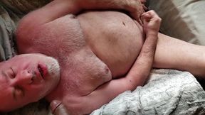 Bear Jerks off with Cum on His Feet