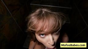Naughty&#x1F608; blonde teen enjoys big dick&#x1F32D; in her mouth and tight pink bald pussy&#x270C; from behind - Leila Cove, Charles Dera