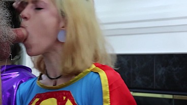 SGBG2-3) Batgirl (Monica Sexxxton) and Supergirl (Karlee Paige) Bondage Fucking Strap-on Fucking Blowjobs and Toys