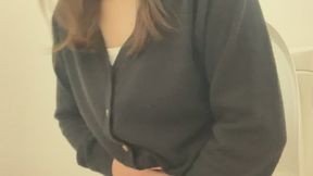 A day when a cute Japanese girl with a slim, curvy waist suffered from stomach pain and an upset stomach
